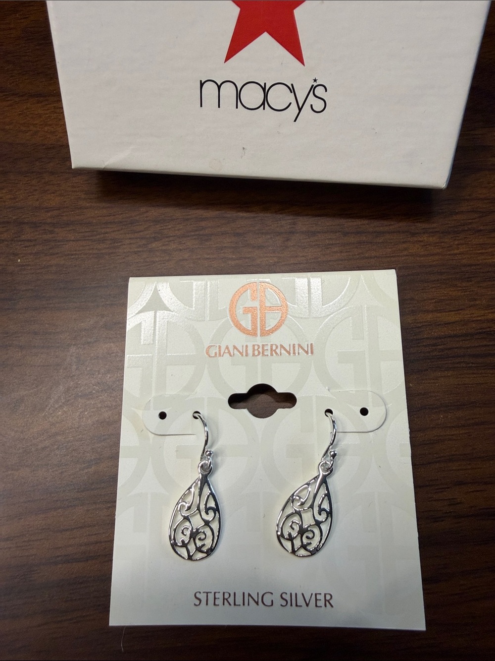 Giani Bernini Sterling Silver Filigree Teardrop Dangle Earrings NWT